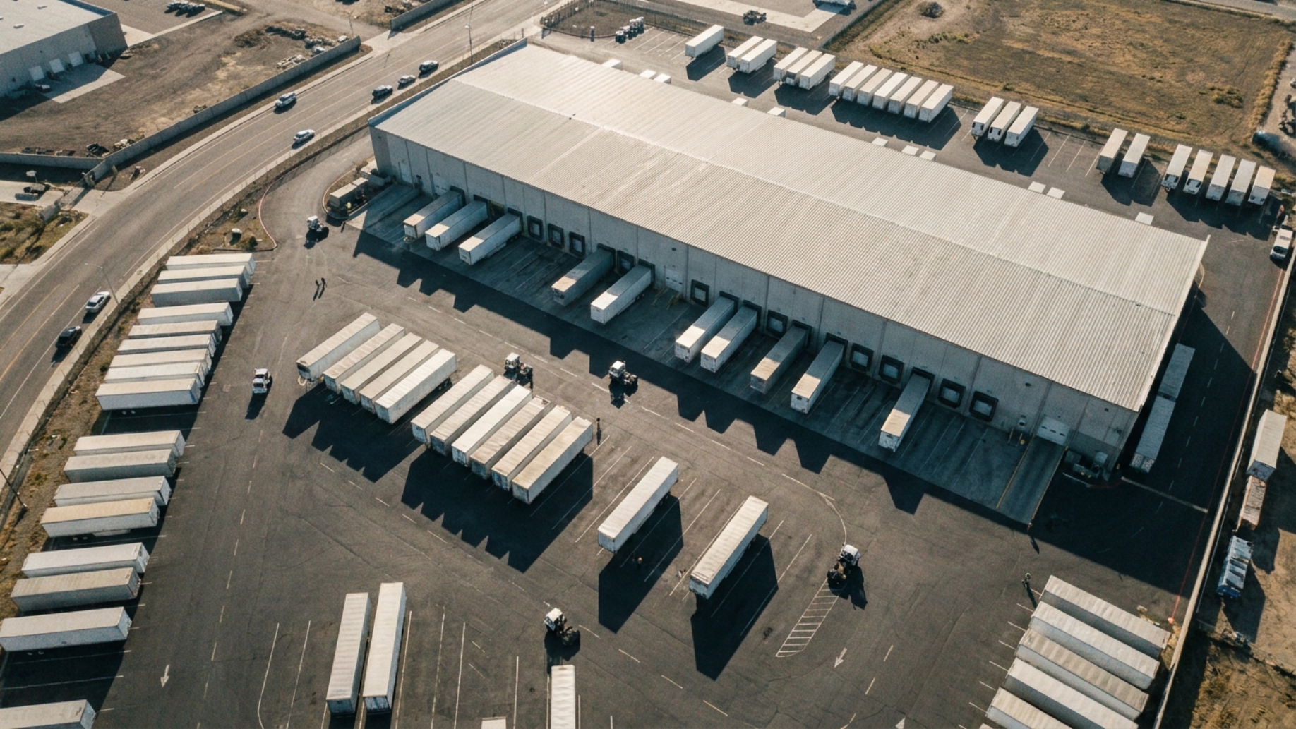 Warehouse loading docks served by EDI-managed freight